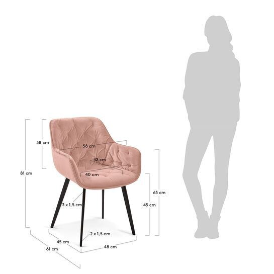 Silla Mulder terciopelo rosa