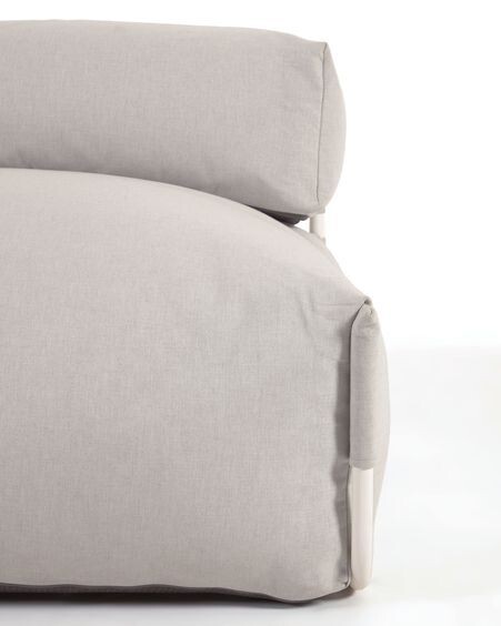 Puf sofá modular con respaldo 100% exterior Square gris claro y aluminio blanco 101x101 cm