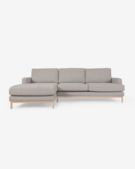 Sofá Mihaela 3 plazas con chaise longue izquierdo de borrego gris 264 cm