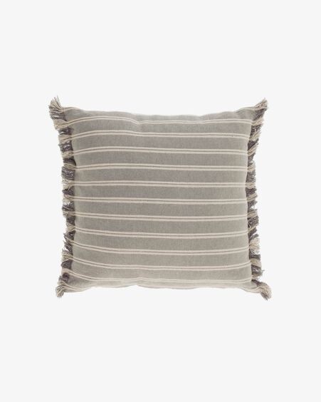 Funda cojín Sweeney 100% algodón rayas blanco y gris 45 x 45 cm