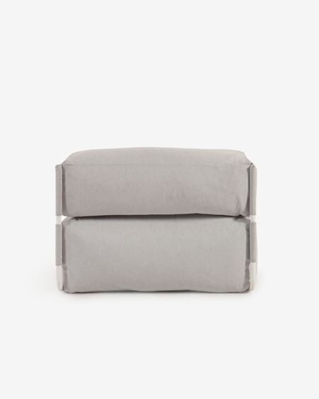 Puf sofá modular con respaldo 100% exterior Square gris claro y aluminio blanco 101x101 cm