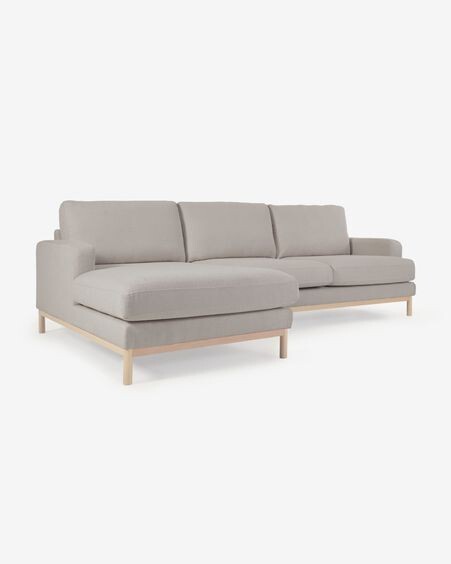 Sofá Mihaela 3 plazas con chaise longue izquierdo de borrego gris 264 cm