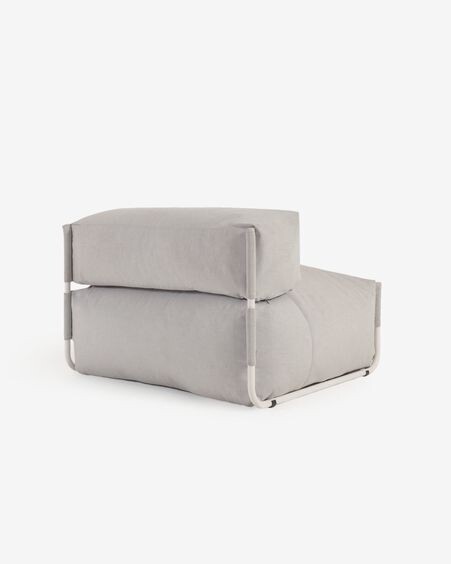 Puf sofá modular con respaldo 100% exterior Square gris claro y aluminio blanco 101x101 cm