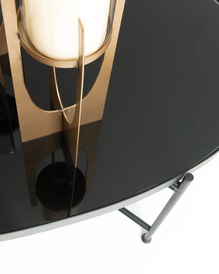 Mesa de centro Marlet cristal tintado negro y estructura de acero acabado negro 82 x 55 cm