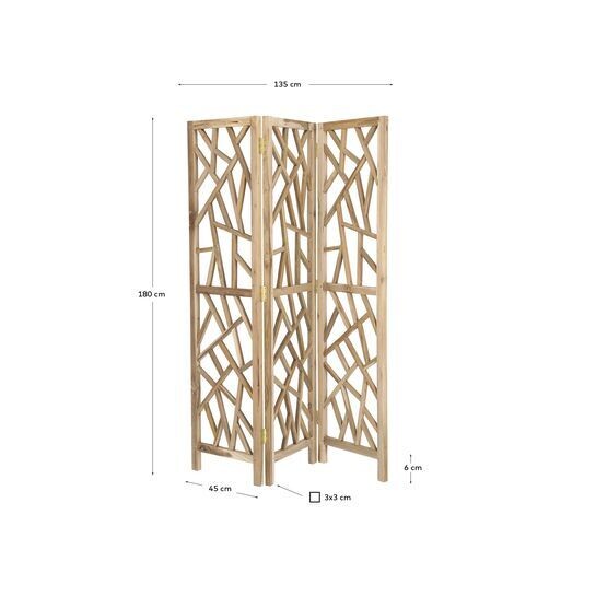 Biombo Avaline de madera maciza de teca 135 x 180 cm