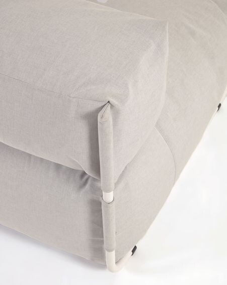 Puf sofá modular con respaldo 100% exterior Square gris claro y aluminio blanco 101x101 cm