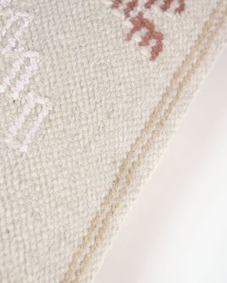 Funda cojín Bibiana de lana y algodón beige con estampado marrón y terracota 30 x 50 cm