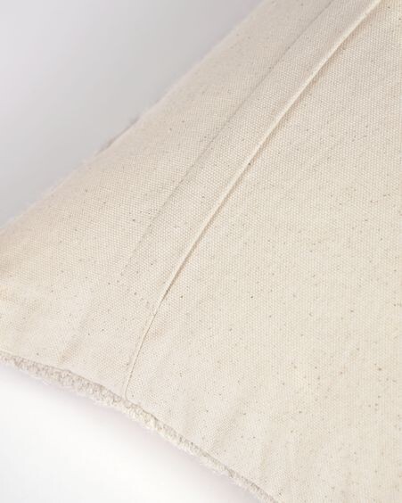 Funda cojín Bibiana de lana y algodón beige con estampado marrón y terracota 30 x 50 cm