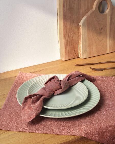 Set Abinadi de 2 servilletas de algodón y lino terracota