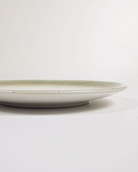 Plato plano Elida de cerámica beige y verde