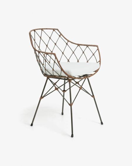 Silla Endora acero y ratán