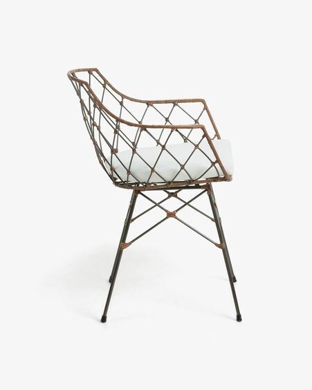 Silla Endora acero y ratán