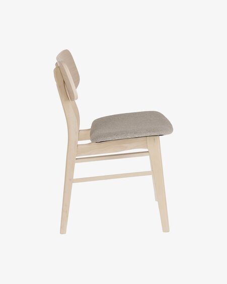 Silla Selia de madera maciza de caucho y chapa de roble tapizado gris claro