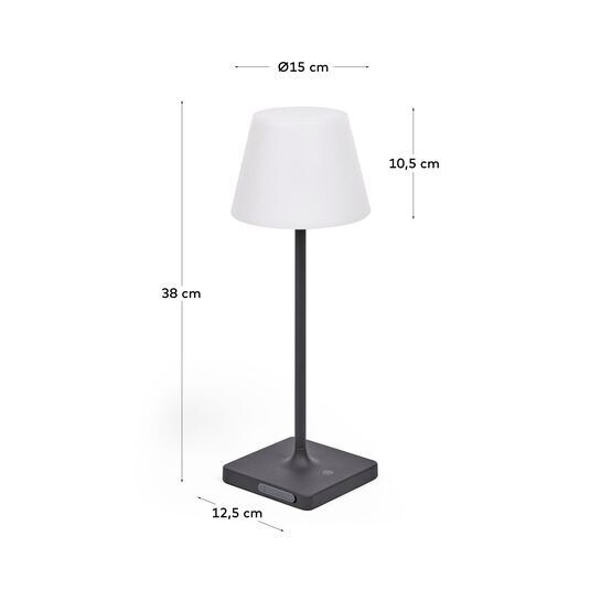 Lámpara de mesa de exterior Aluney con acabado negro