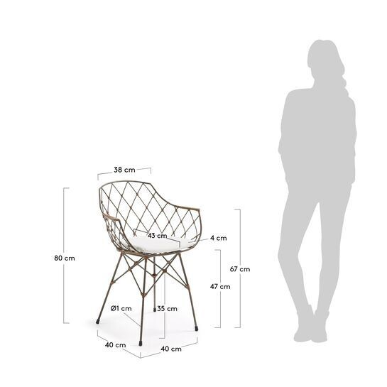 Silla Endora acero y ratán