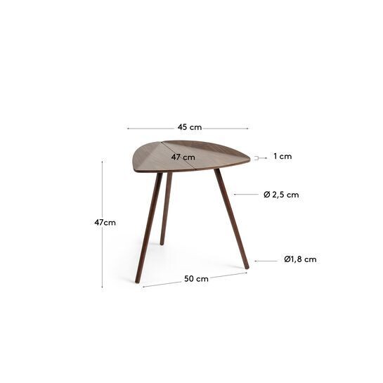 Mesa auxiliar Damasc chapado madera nogal 45 x 47 cm