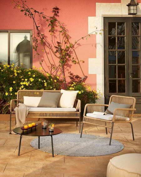 Sofá Samanta 2 plazas cuerda beige 133 cm