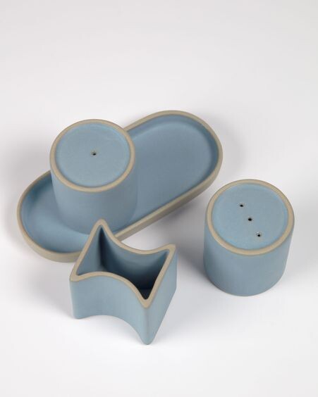 Set Midori salero y pimentero cerámica azul