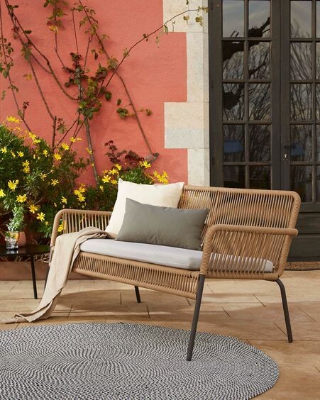 Sofá Samanta 2 plazas cuerda beige 133 cm