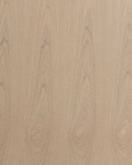 Mesa redonda Batilde madera maciza caucho con chapa de fresno Ø 120 cm