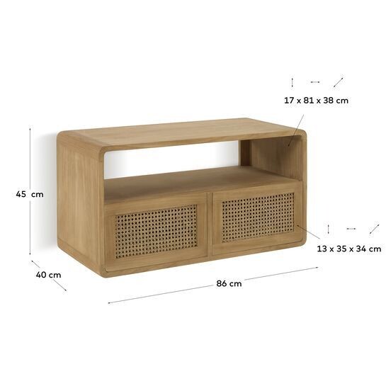 Mueble de baño Sabiela de madera maciza de teca 86 x 45 cm