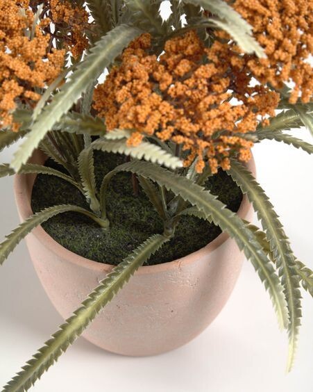 Planta artificial Leonitis leonurus con maceta de cerámica rosa 29 cm
