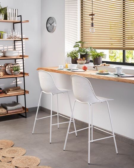 Taburete exterior Quinby blanco altura 75 cm