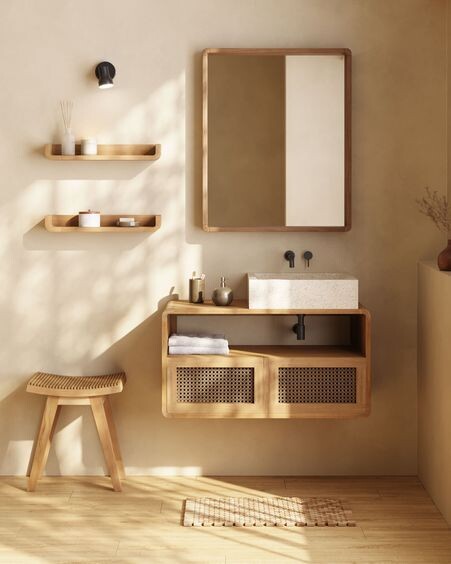 Mueble de baño Sabiela de madera maciza de teca 86 x 45 cm