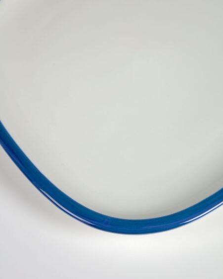 Plato de postre Odalin de porcelana blanco y azul