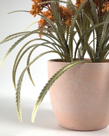 Planta artificial Leonitis leonurus con maceta de cerámica rosa 29 cm