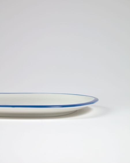Plato de postre Odalin de porcelana blanco y azul
