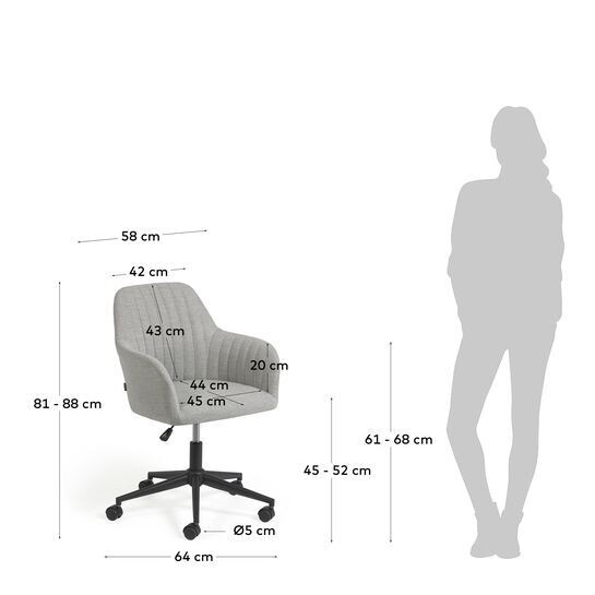 Silla de escritorio Madina gris claro