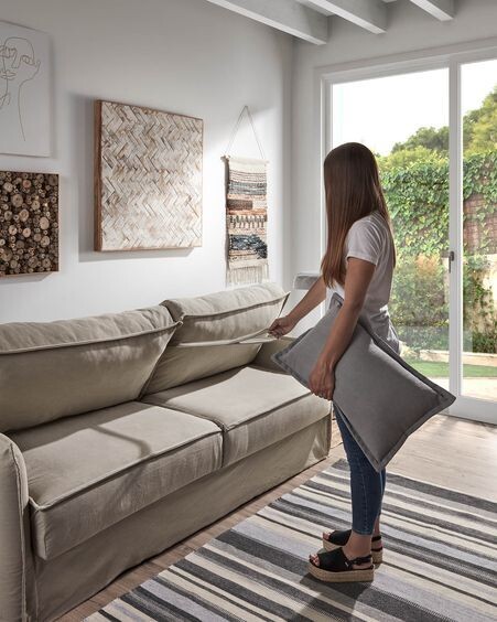 Sofá cama Samsa 2 plazas poliuretano beige 160 cm
