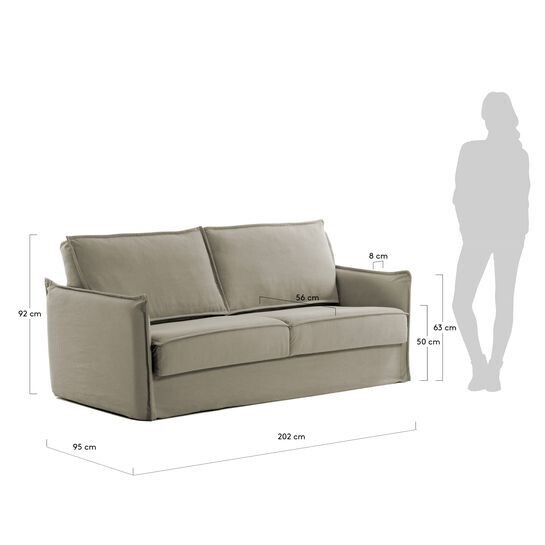 Sofá cama Samsa 2 plazas poliuretano beige 160 cm
