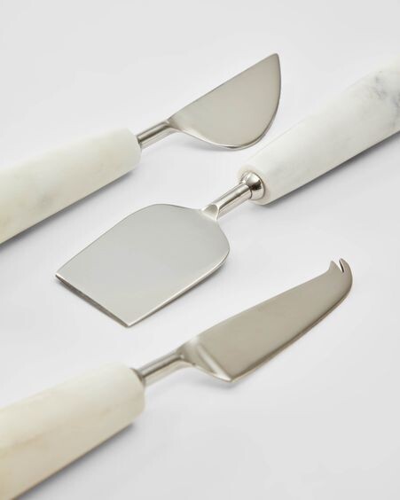 Set Bluma de cubiertos para queso de mármol blanco