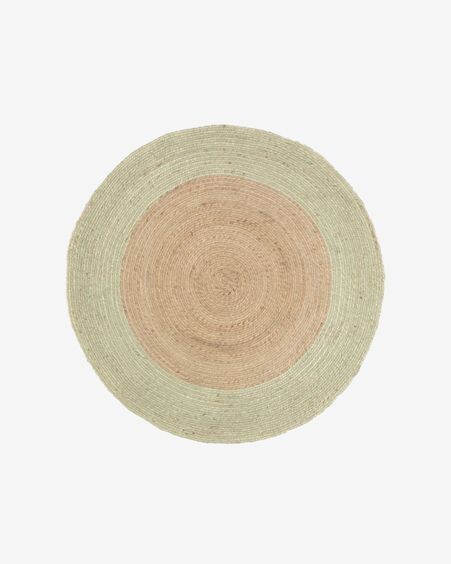 Alfombra redonda Adabel de yute natural y color verde Ø 120 cm