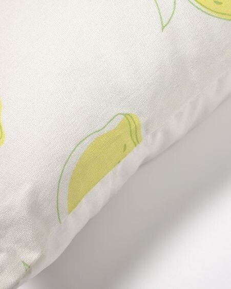 Funda cojín Etel 100% algodón limones amarillo y blanco 45 x 45 cm