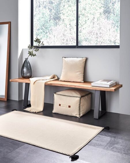 Manta Saian lisa 100% algodón beige 130 x 170 cm