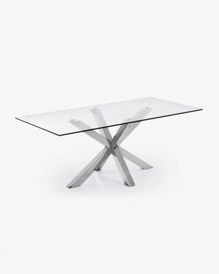 Mesa Argode cristal y patas de acero inoxidable 200 x 100 cm