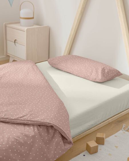 Set Betiana funda nórdica, bajera y funda almohada algodón orgánico GOTS topos 90 x 190 cm