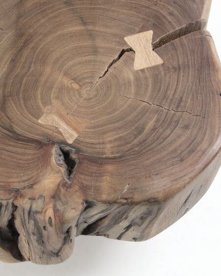 Mesa auxiliar Eider madera maciza de acacia y patas de acero acabado negro Ø 49 x 47 cm