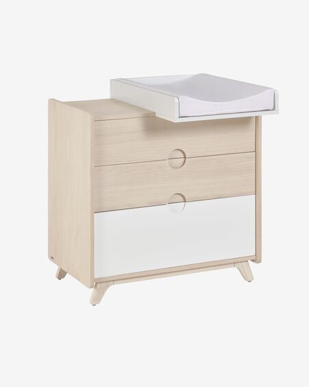 Cómoda Nunila chapa fresno y patas de madera maciza de fresno 90 x 90 cm FSC 100%