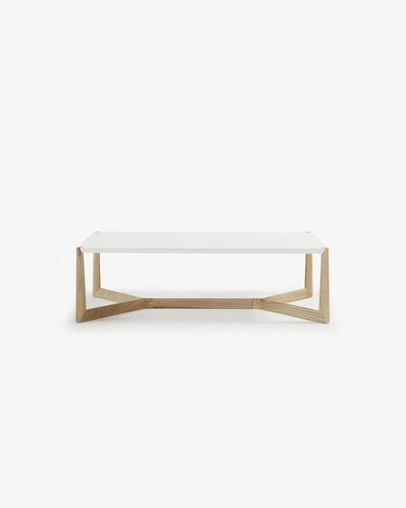Mesa de centro Quatro madera maciza de fresno y lacado blanco 120 x 60 cm