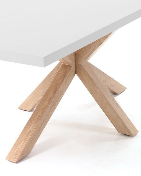 Mesa Argo 160 x 100 cm melamina acabado blanco patas de acero efecto madera