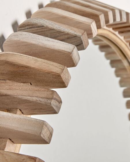 Espejo Polke de madera maciza de teca Ø 52 cm
