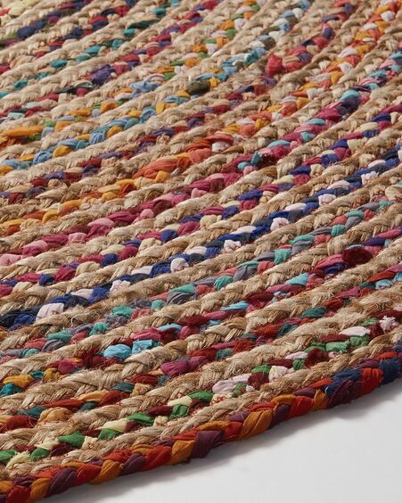 Alfombra redonda Saht de yute y algodón multicolor Ø 150 cm