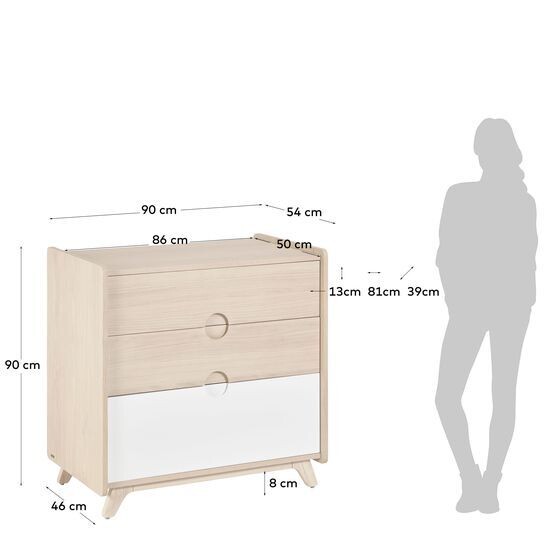 Cómoda Nunila chapa fresno y patas de madera maciza de fresno 90 x 90 cm FSC 100%