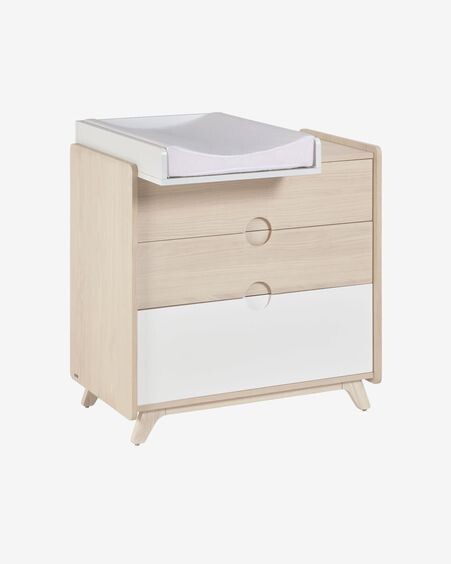 Cómoda Nunila chapa fresno y patas de madera maciza de fresno 90 x 90 cm FSC 100%