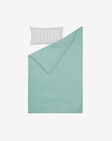 Set Gaitana funda nórdica, bajera y funda almohada 100% algodón GOTS turquesa 70 cm