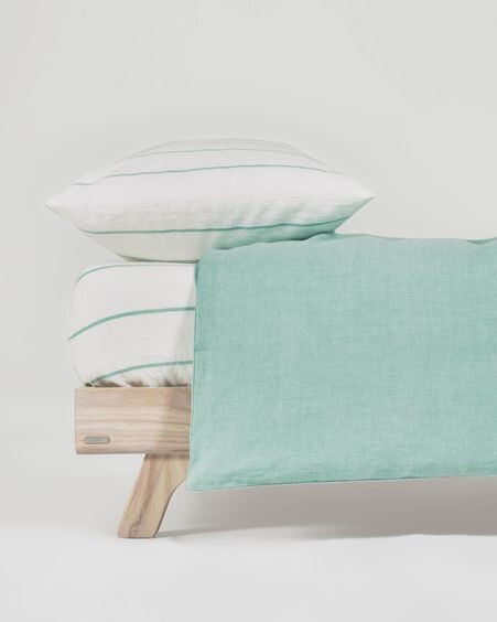 Set Gaitana funda nórdica, bajera y funda almohada 100% algodón GOTS turquesa 70 cm